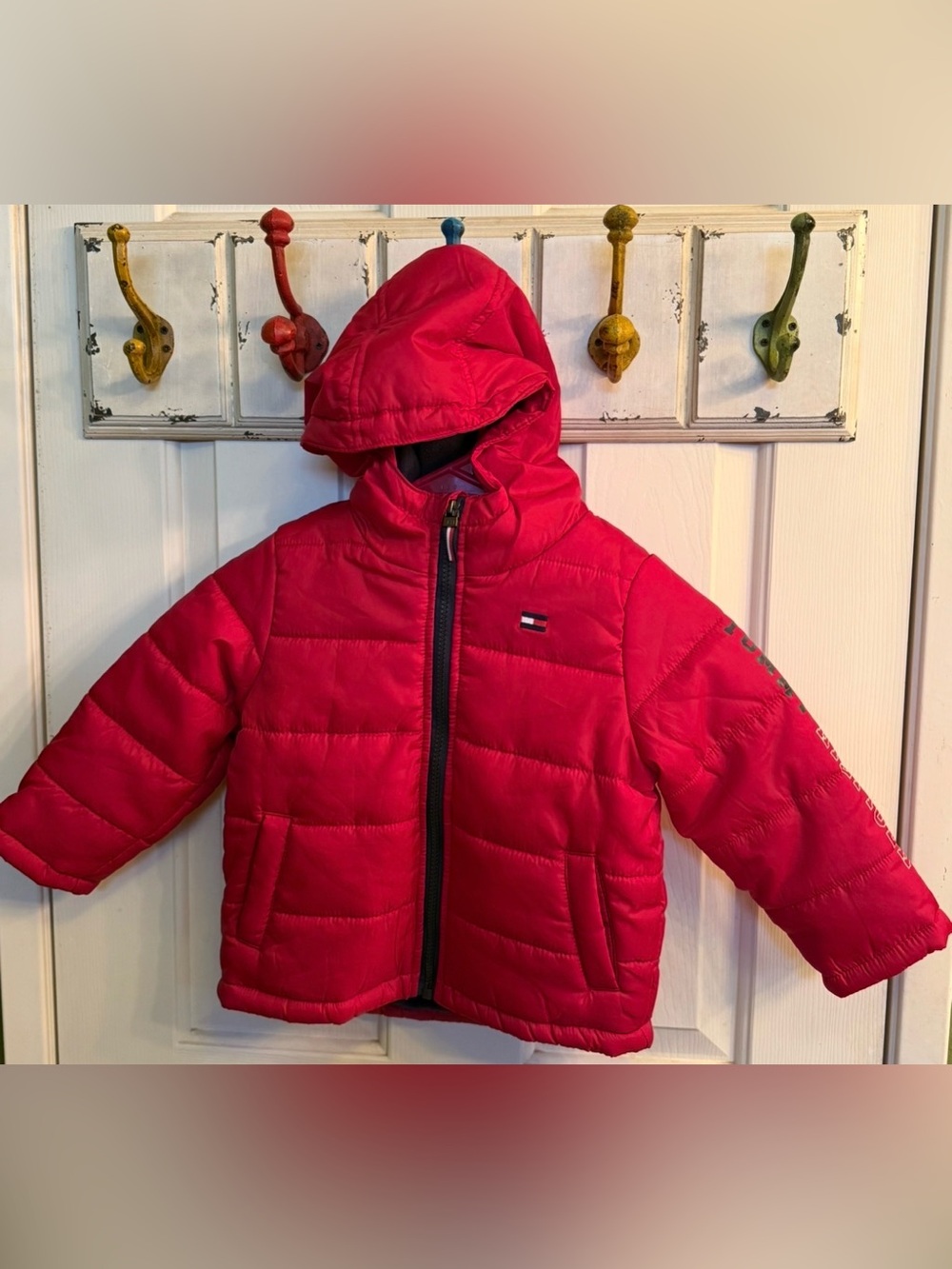 Tommy Hilfiger Red Quilted Puffer Jacket with Hood - Toddler Boys size 2T